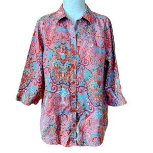 Chico's Multicolor Paisley Button Down Shirt